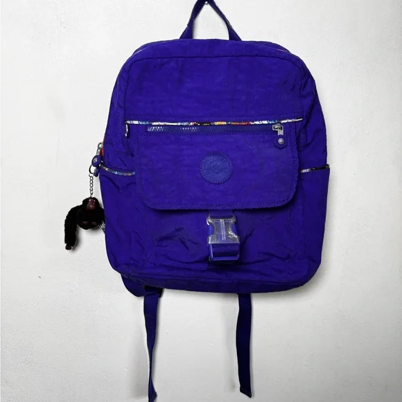 Kipling Deep Blue Everyday Backpack with Monkey Charm Kipling Mini Backpack Navy Blue Nylon Monkey Charm Small Bag  main image 4